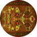 Round Persian Yellow Traditional Rug, tr1775yw