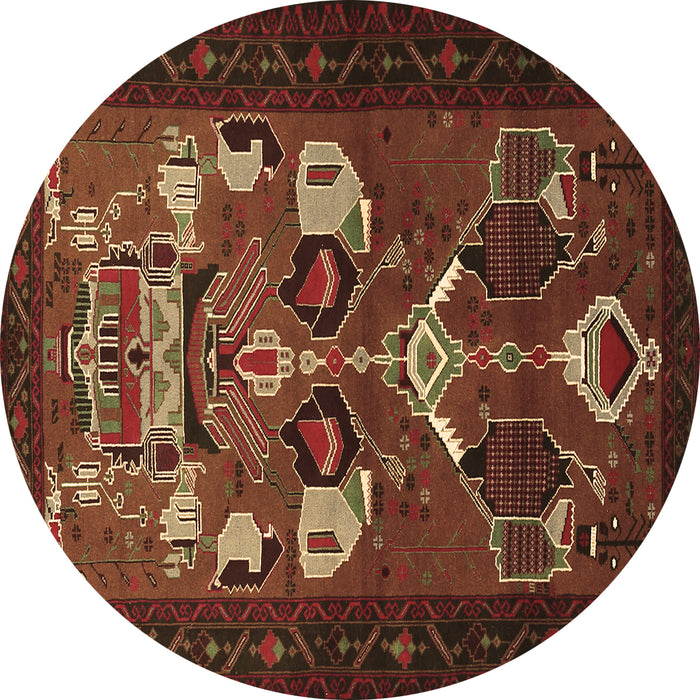 Round Persian Brown Traditional Rug, tr1775brn