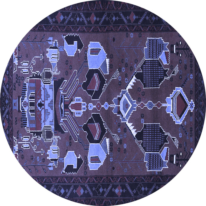 Round Persian Blue Traditional Rug, tr1775blu