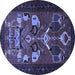 Round Persian Blue Traditional Rug, tr1775blu