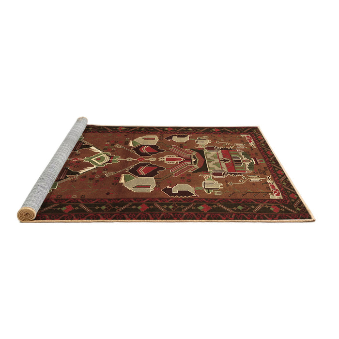 Sideview of Machine Washable Persian Brown Traditional Rug, wshtr1775brn