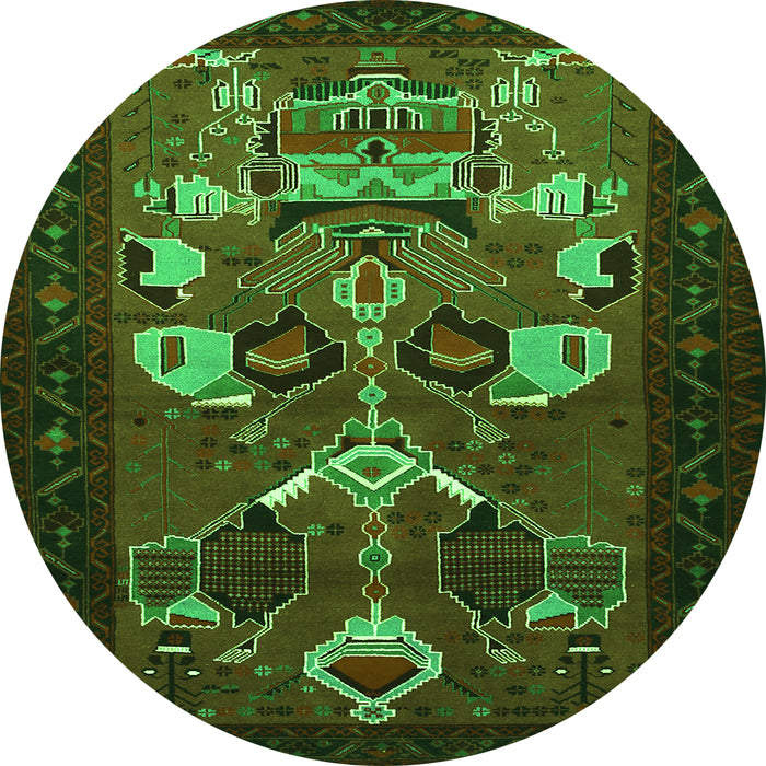 Square Persian Green Traditional Rug, tr1775grn