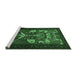 Sideview of Machine Washable Persian Emerald Green Traditional Area Rugs, wshtr1775emgrn