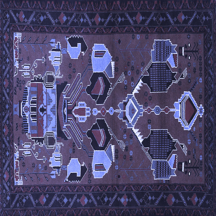 Square Persian Blue Traditional Rug, tr1775blu