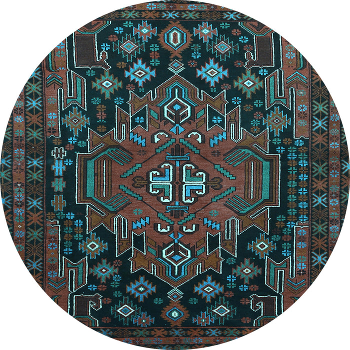 Round Persian Light Blue Traditional Rug, tr1776lblu