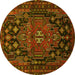 Round Persian Yellow Traditional Rug, tr1776yw