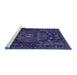 Sideview of Machine Washable Persian Blue Traditional Rug, wshtr1776blu