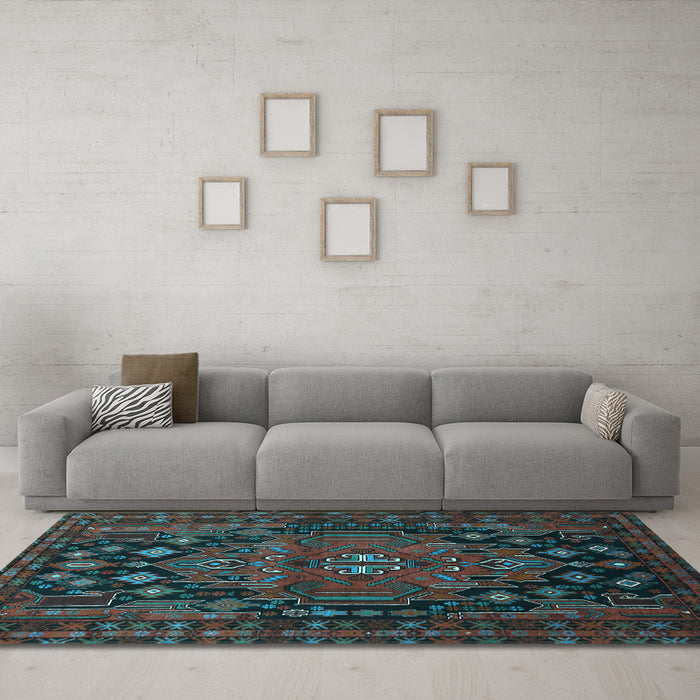 Machine Washable Persian Light Blue Traditional Rug in a Living Room, wshtr1776lblu