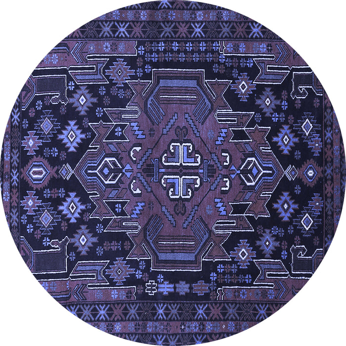 Round Persian Blue Traditional Rug, tr1776blu