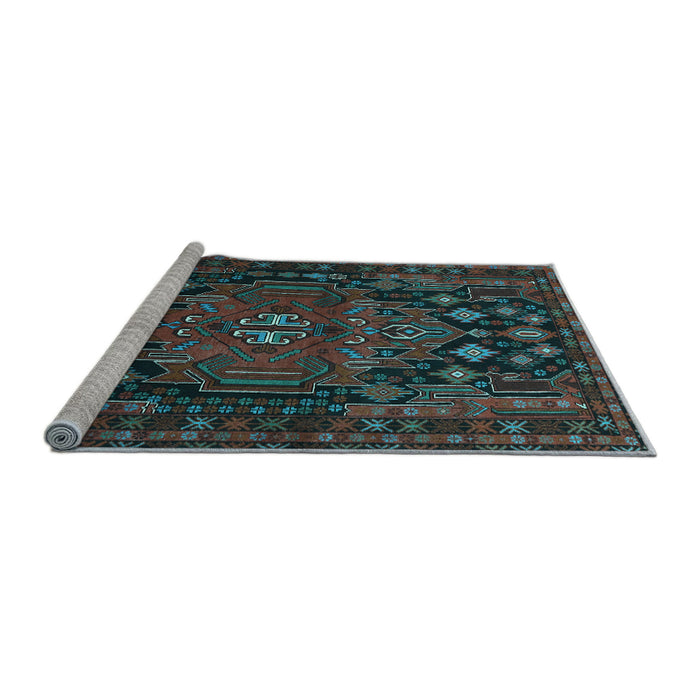Sideview of Machine Washable Persian Light Blue Traditional Rug, wshtr1776lblu