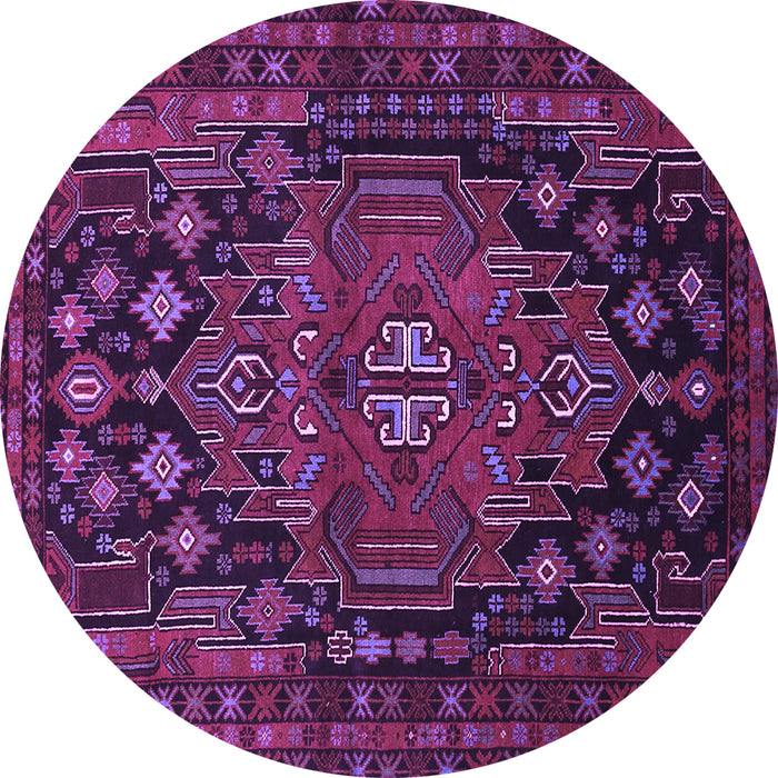 Round Persian Purple Traditional Rug, tr1776pur