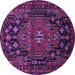 Round Persian Purple Traditional Rug, tr1776pur