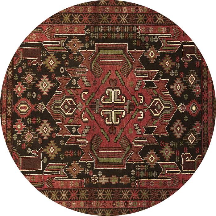 Round Persian Brown Traditional Rug, tr1776brn