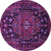 Round Machine Washable Persian Purple Traditional Area Rugs, wshtr1776pur