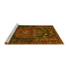 Sideview of Machine Washable Persian Yellow Traditional Rug, wshtr1776yw