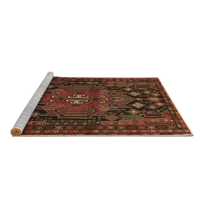 Sideview of Machine Washable Persian Brown Traditional Rug, wshtr1776brn