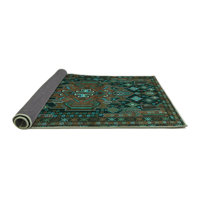 Sideview of Persian Turquoise Traditional Rug, tr1776turq