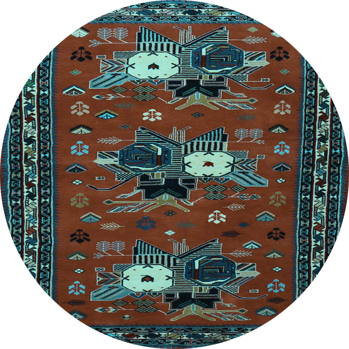 Round Persian Light Blue Traditional Rug, tr1777lblu