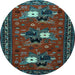 Round Persian Light Blue Traditional Rug, tr1777lblu