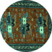 Round Machine Washable Persian Turquoise Traditional Area Rugs, wshtr1777turq