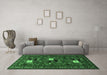 Machine Washable Persian Emerald Green Traditional Area Rugs in a Living Room,, wshtr1777emgrn