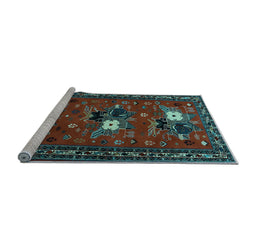 Sideview of Machine Washable Persian Light Blue Traditional Rug, wshtr1777lblu
