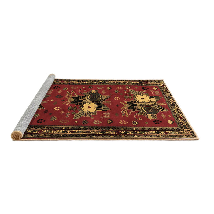 Sideview of Machine Washable Persian Brown Traditional Rug, wshtr1777brn