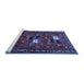 Sideview of Machine Washable Persian Blue Traditional Rug, wshtr1777blu