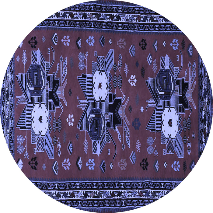 Round Persian Blue Traditional Rug, tr1777blu