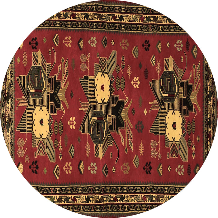 Round Persian Brown Traditional Rug, tr1777brn