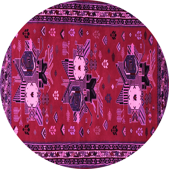 Round Machine Washable Persian Pink Traditional Rug, wshtr1777pnk
