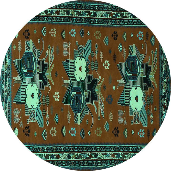 Round Persian Turquoise Traditional Rug, tr1777turq