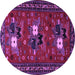 Round Machine Washable Persian Purple Traditional Area Rugs, wshtr1777pur