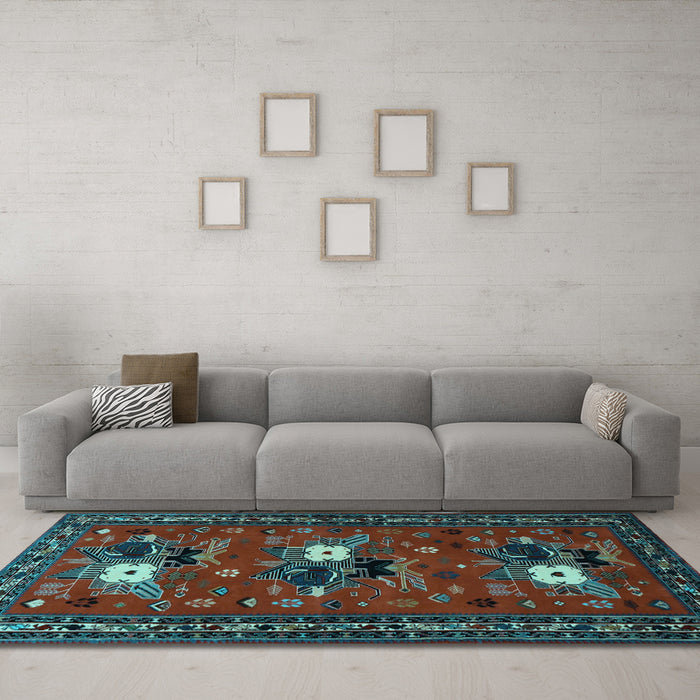 Machine Washable Persian Light Blue Traditional Rug in a Living Room, wshtr1777lblu