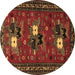 Round Machine Washable Persian Brown Traditional Rug, wshtr1777brn