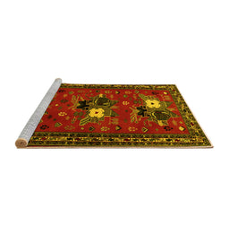 Sideview of Machine Washable Persian Yellow Traditional Rug, wshtr1777yw