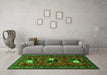 Machine Washable Persian Green Traditional Area Rugs in a Living Room,, wshtr1777grn