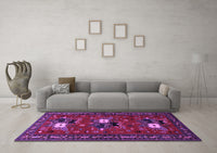 Machine Washable Persian Purple Traditional Rug, wshtr1777pur