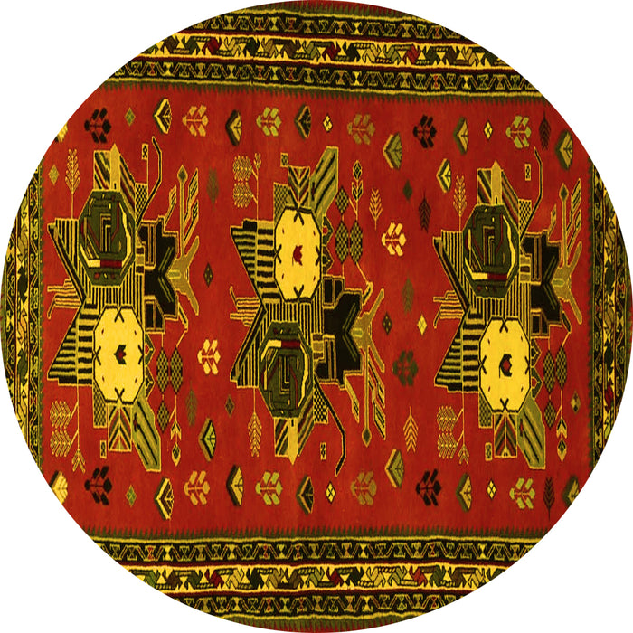 Round Persian Yellow Traditional Rug, tr1777yw
