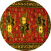 Round Persian Yellow Traditional Rug, tr1777yw