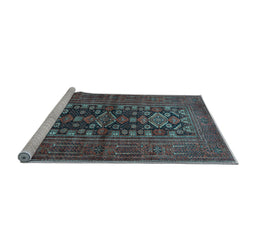 Sideview of Machine Washable Persian Light Blue Traditional Rug, wshtr1778lblu