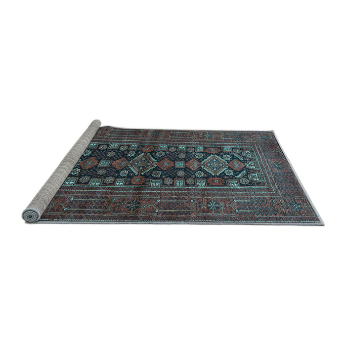 Sideview of Machine Washable Persian Light Blue Traditional Rug, wshtr1778lblu