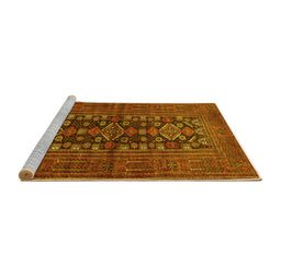 Sideview of Machine Washable Persian Yellow Traditional Rug, wshtr1778yw