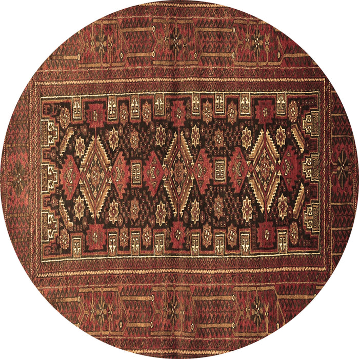 Round Persian Brown Traditional Rug, tr1778brn