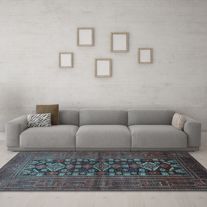 Machine Washable Persian Light Blue Traditional Rug in a Living Room, wshtr1778lblu