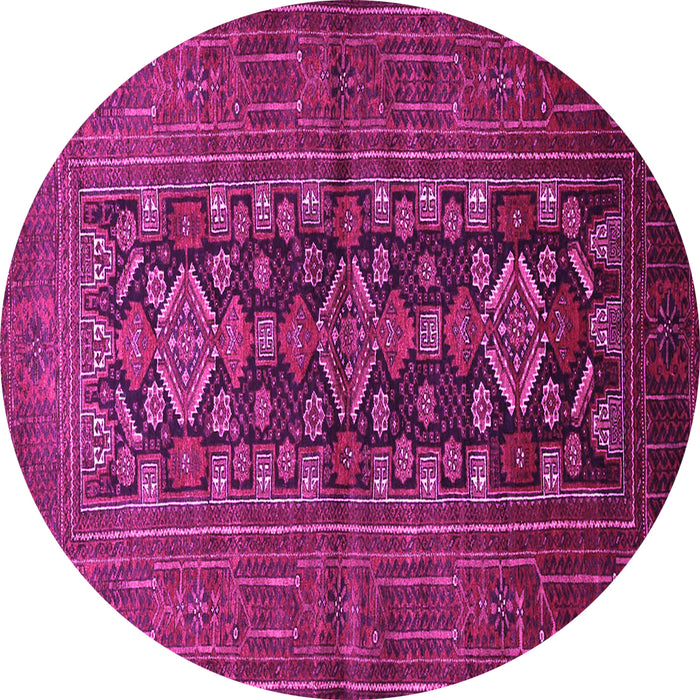 Round Machine Washable Persian Pink Traditional Rug, wshtr1778pnk