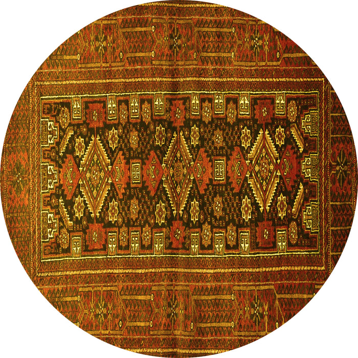 Round Persian Yellow Traditional Rug, tr1778yw