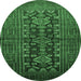 Round Persian Emerald Green Traditional Rug, tr1778emgrn