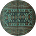 Round Persian Turquoise Traditional Rug, tr1778turq
