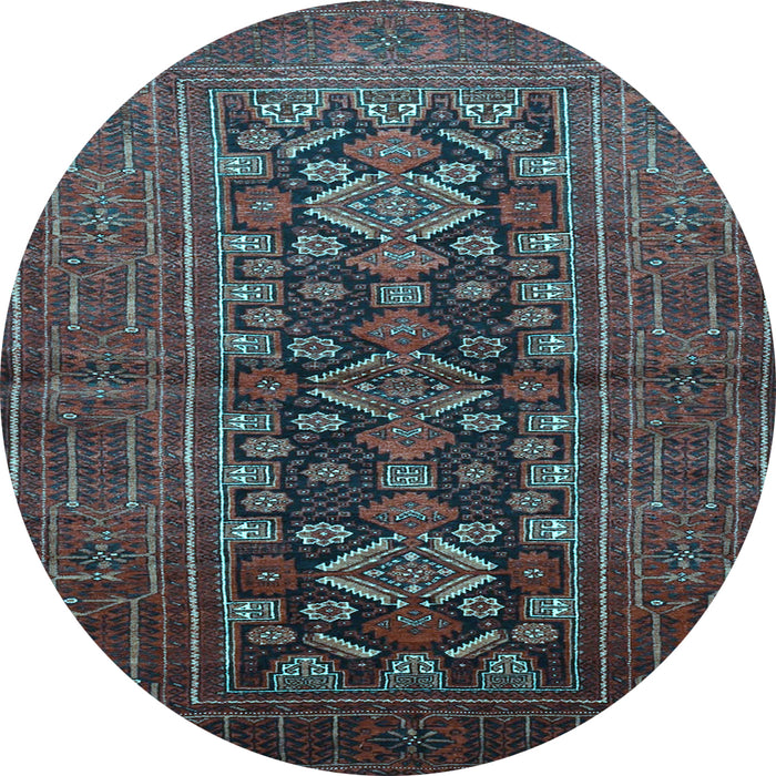 Round Machine Washable Persian Light Blue Traditional Rug, wshtr1778lblu